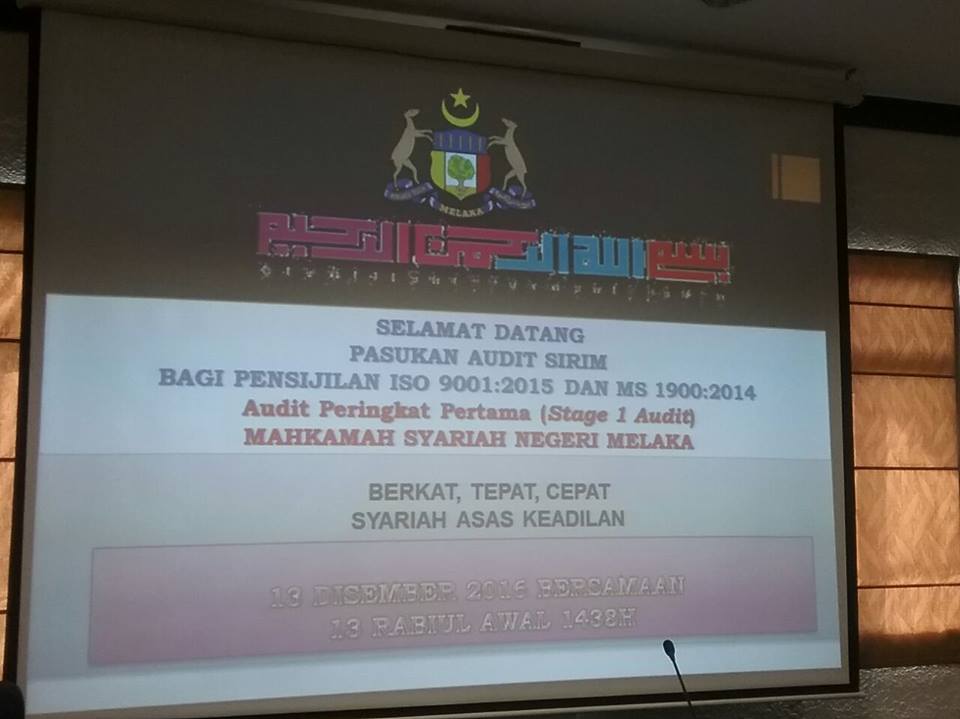 Audit ISO 9001:2015 dan MS 1900:2014 (Patuh Syariah) Stage 1